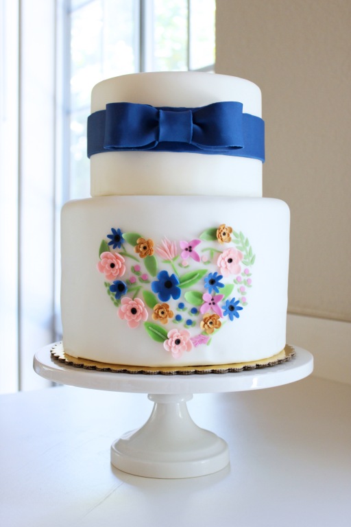 Petal and Posie Cakes | Blue Floral Heart Cake